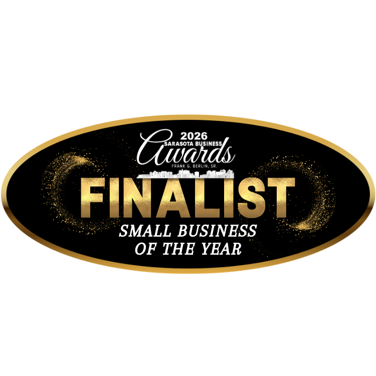HomePage 1 2026 Sarasota Business Awards Finalist emblem for Small Business of the Year